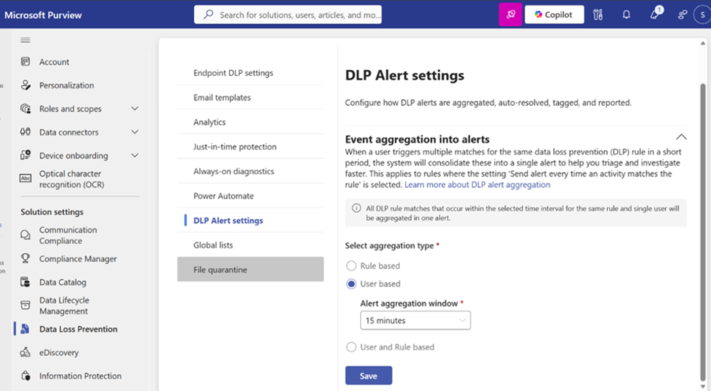 user settings