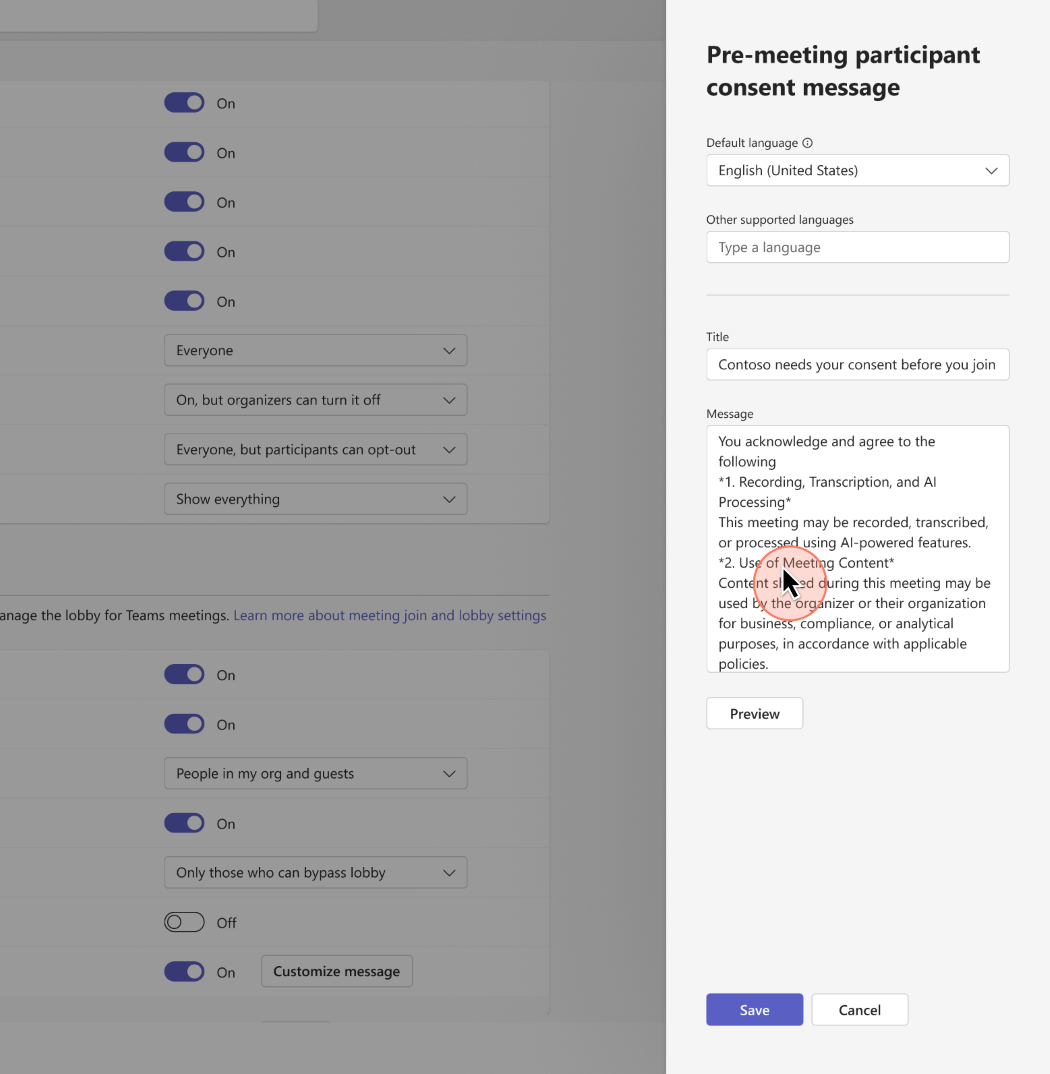 MC1454114: Microsoft Teams Adds Admin Option to Require Participant Consent Before Joining Meetings 2 21012 1