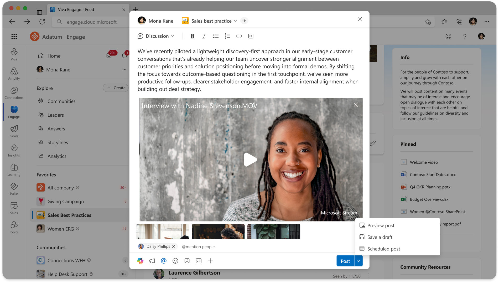 MC1413302: Viva Engage Adds Discussion Post Previews for Content Review Before Publishing 1 21167 1