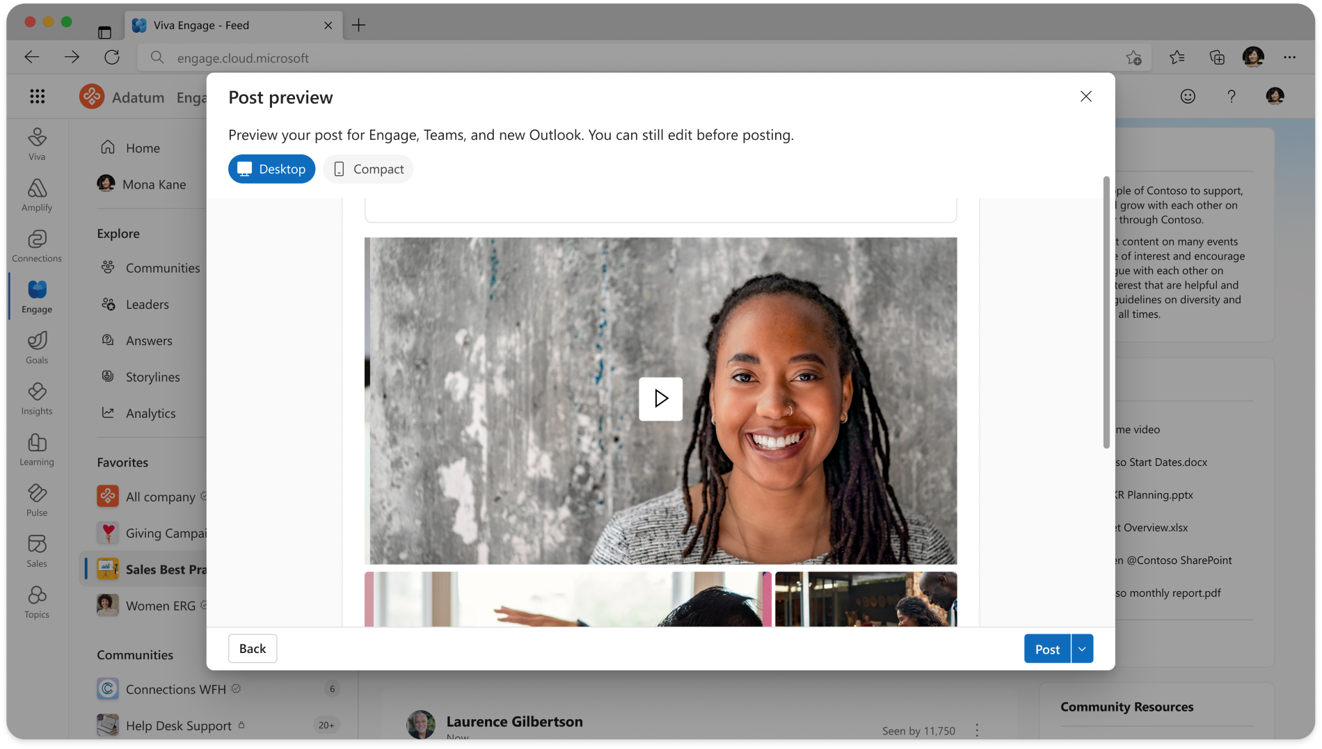 MC1413302: Viva Engage Adds Discussion Post Previews for Content Review Before Publishing 2 21167 2
