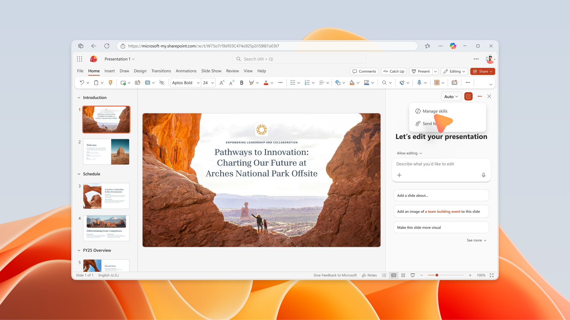 MC1434580: PowerPoint Copilot on Web Adds Support for OneDrive-Stored Custom Skills 1 user settings