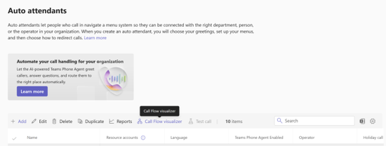 MC1423105: Teams Admin Center Adds Call Flow Visualizer for Auto Attendant and Phone Routing 6 user settings