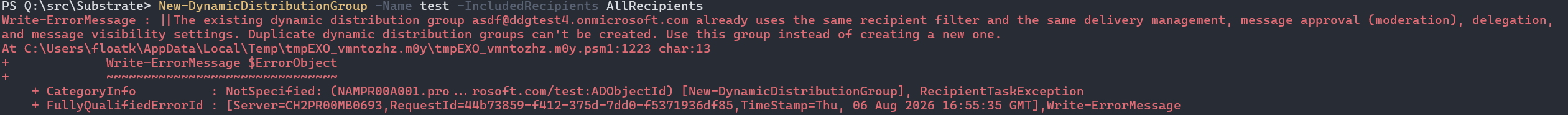 MC1420903: Exchange Online Blocks Creation of Duplicate Dynamic Distribution Groups 1 21082