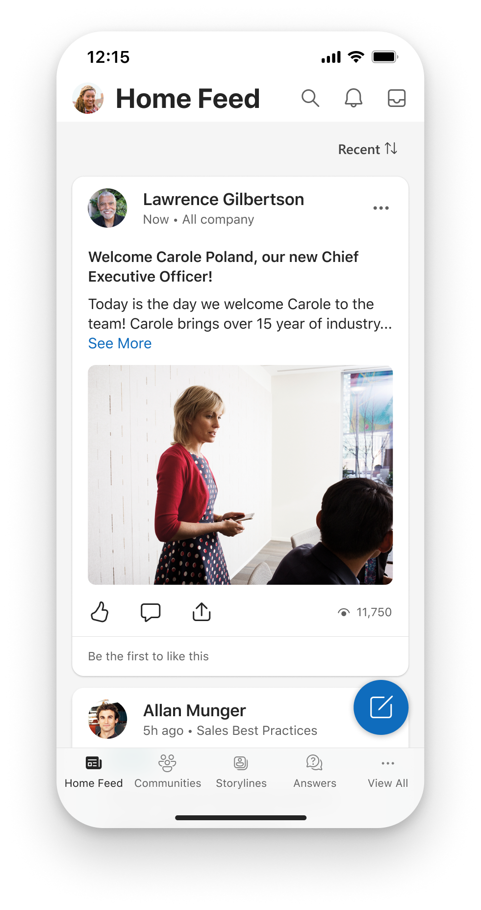 MC1413304: Viva Engage Adds Recent Feed to Home for Chronological Content View 1 21162