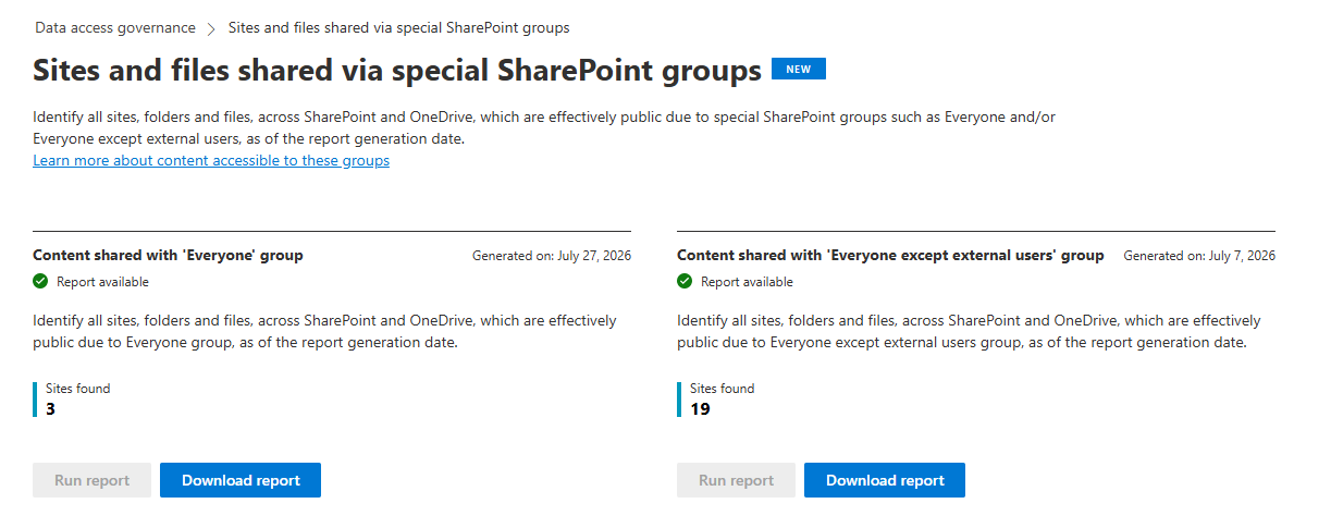 MC1450131: SharePoint Admin Center Adds Item-Level Report for Everyone and Everyone Except External Users Permissions 2 21503 2