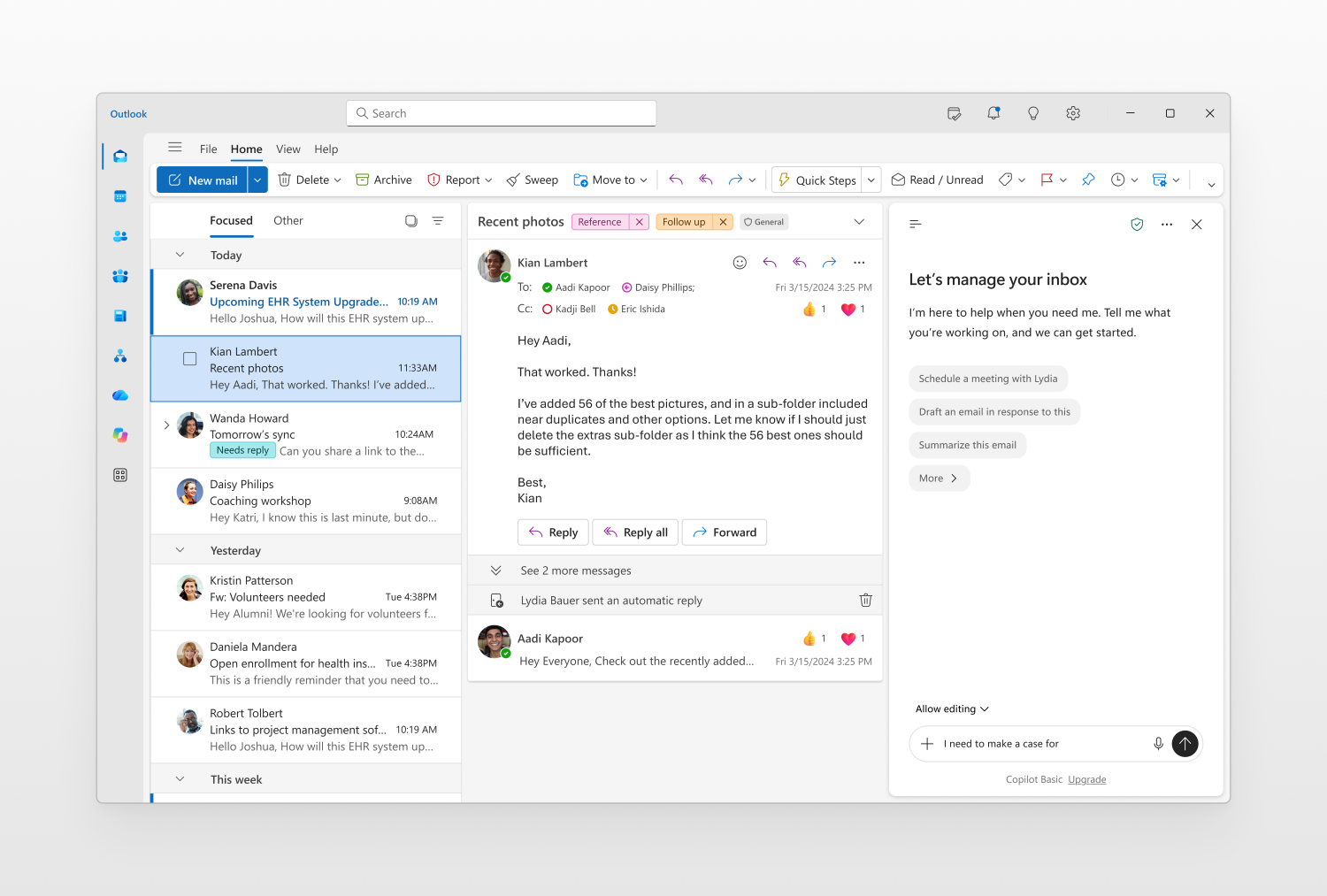MC1458470: Microsoft Outlook Gets Refreshed Copilot Experience with Chat-Centered Design and Work IQ Controls 1 21624 1