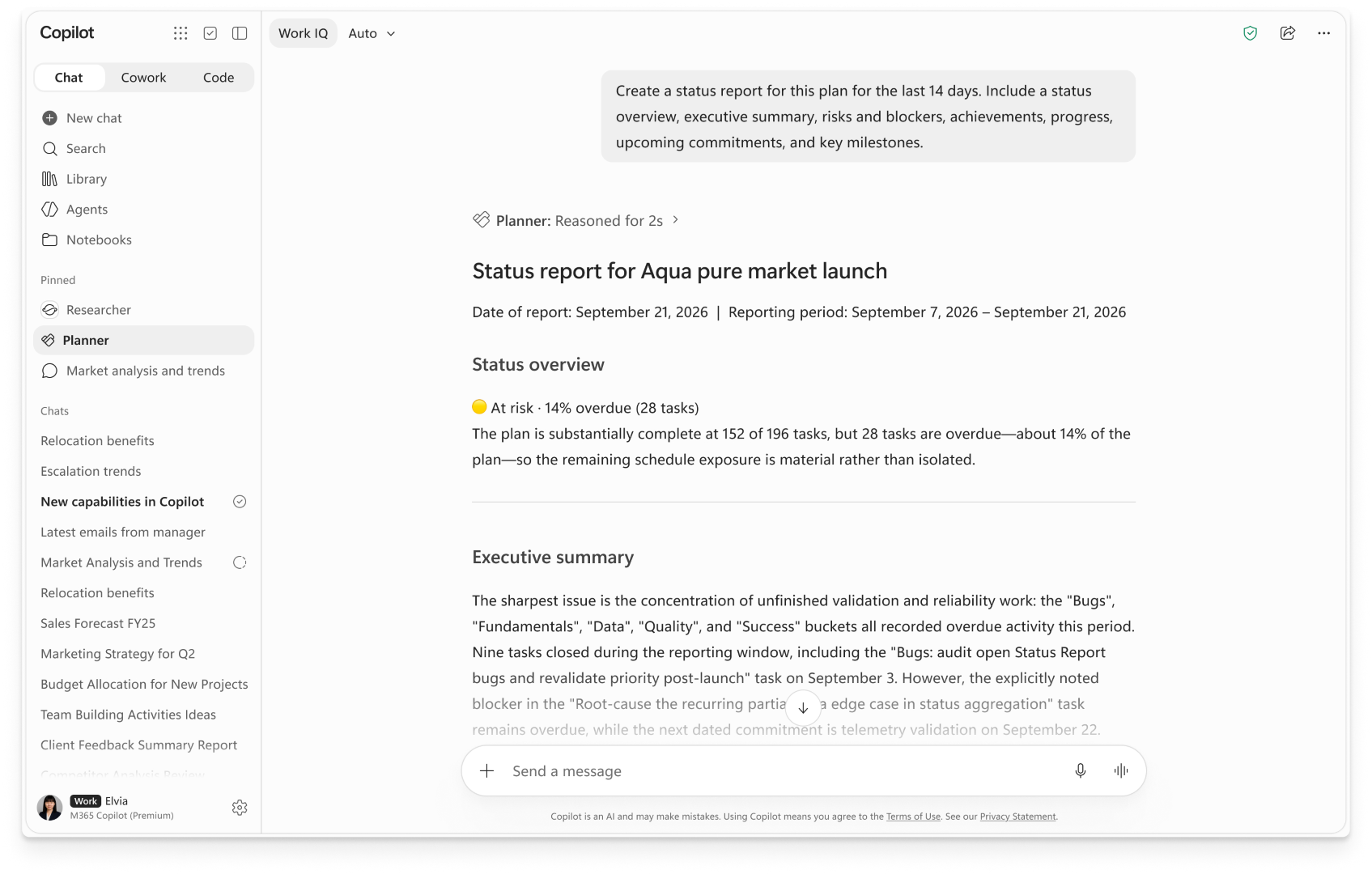 status report page 1 of 2