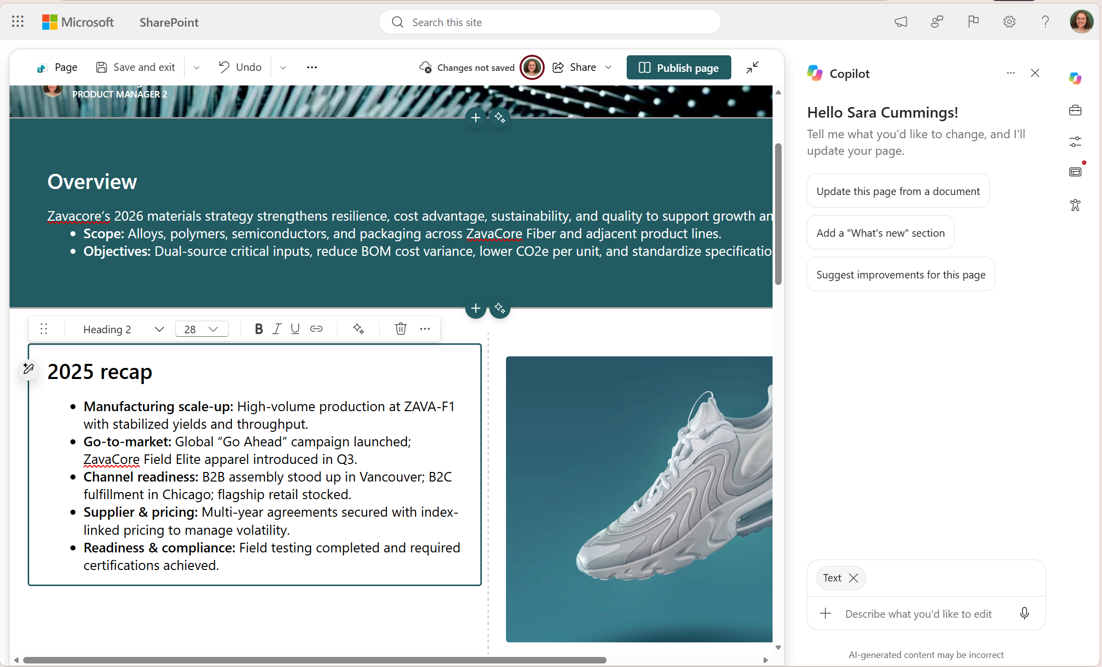 MC1478958: SharePoint Online Adds Element Selection for Copilot-Assisted Page Editing 1 Copilot-assisted page canvas element editing