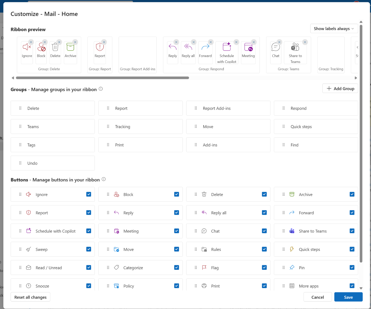 MC1485120: Microsoft Outlook Adds Right-Click Ribbon Customization 2 ribbon customization buttons