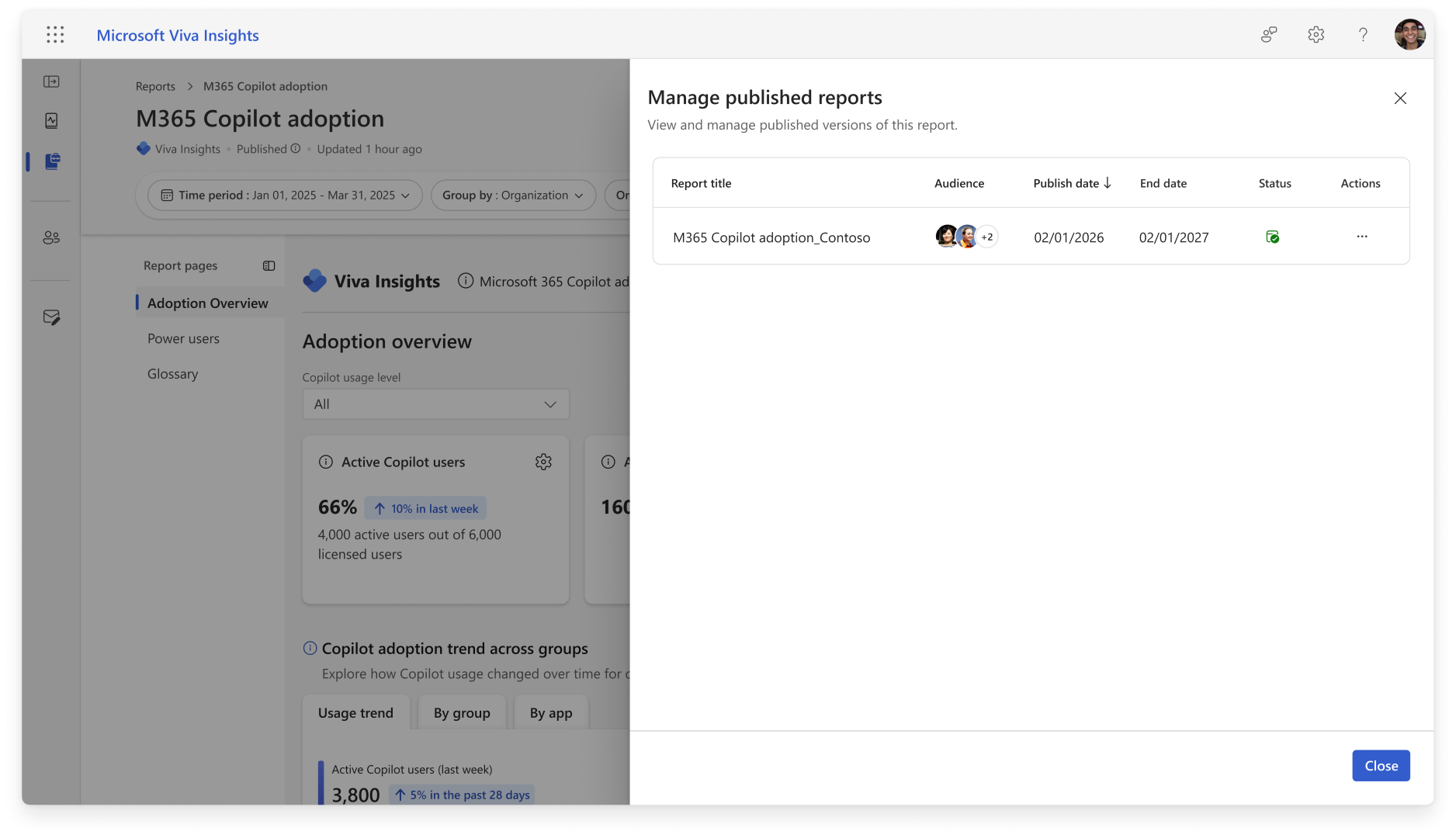 Published report management