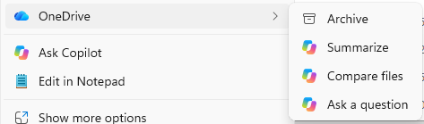 MC1515940: OneDrive Retires Copilot Context Menu Actions in File Explorer and Shifts to Centralized Access 6 comparing multiple files
