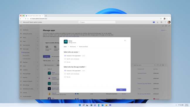 MC1515931: Microsoft Teams Admin Center Adds Guided App Enablement Experience for Admins 1 22187