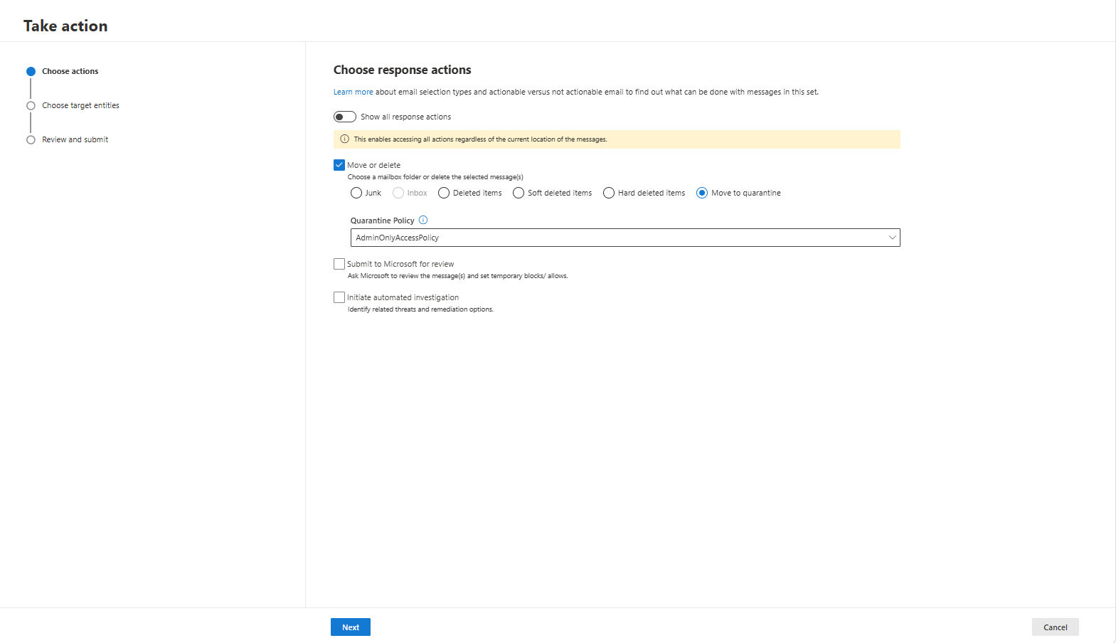 MC1523084: Microsoft Defender for Office 365 Adds Move to Quarantine Remediation Action for Suspicious Emails 1 22236 1