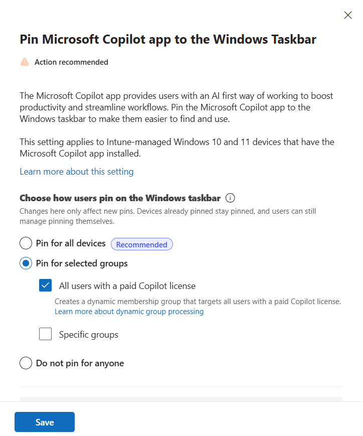 Pin Microsoft Copilot app to the Windows Taskbar