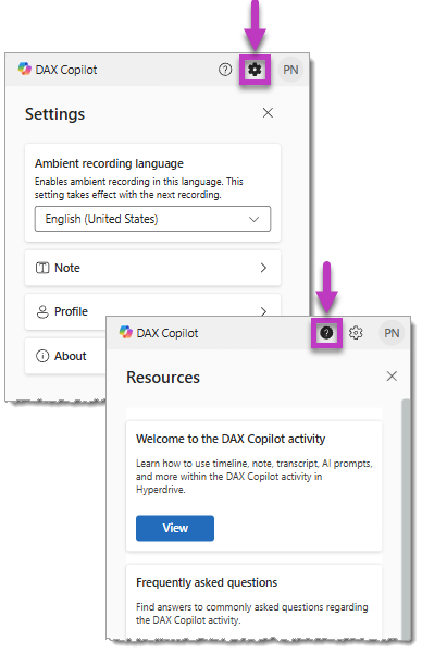 How to navigate to features in DAX Copilot for Epic Haiku or Canto.