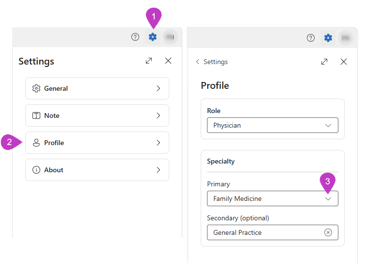 Screenshot of the Profile setting screen in DAX Copilot.