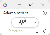 Screenshot of Dragon Copilot in compact view with anchor speech focus on and microphone is off.