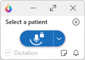Screenshot of Dragon Copilot in compact view with anchor speech focus on and microphone is on.
