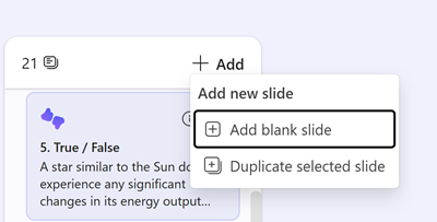 screenshot of adding blank slide