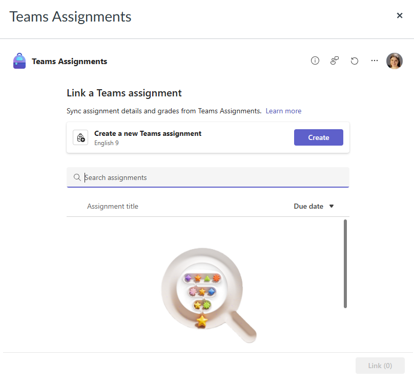 linked assignments in teams