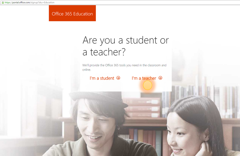 Screenshot of the teacher or student sign in options