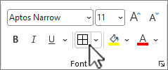 Screenshot of the selected border button.