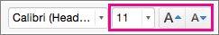 Change the font size on the Home tab