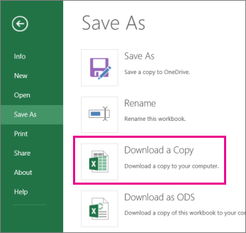 Download a copy of a workbook