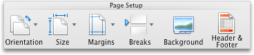 Layout tab, Page Setup group