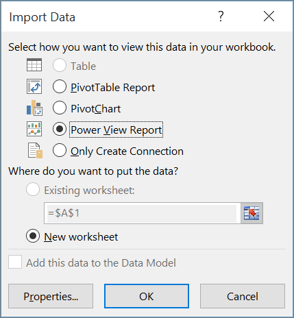 Send to Power View Report