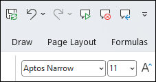Screenshot that shows speech commands excel quick access toolbar