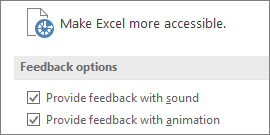 Partial view of Excels Ease of Access Settings
