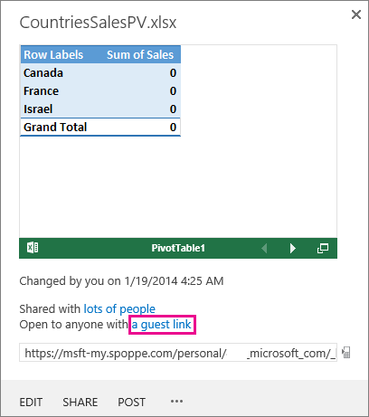 Guest link on the More Menu