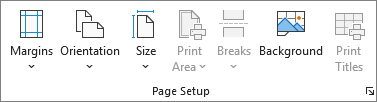 Screenshot of the Page Setup group.