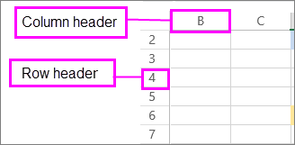 column and row headers in a woeksheet