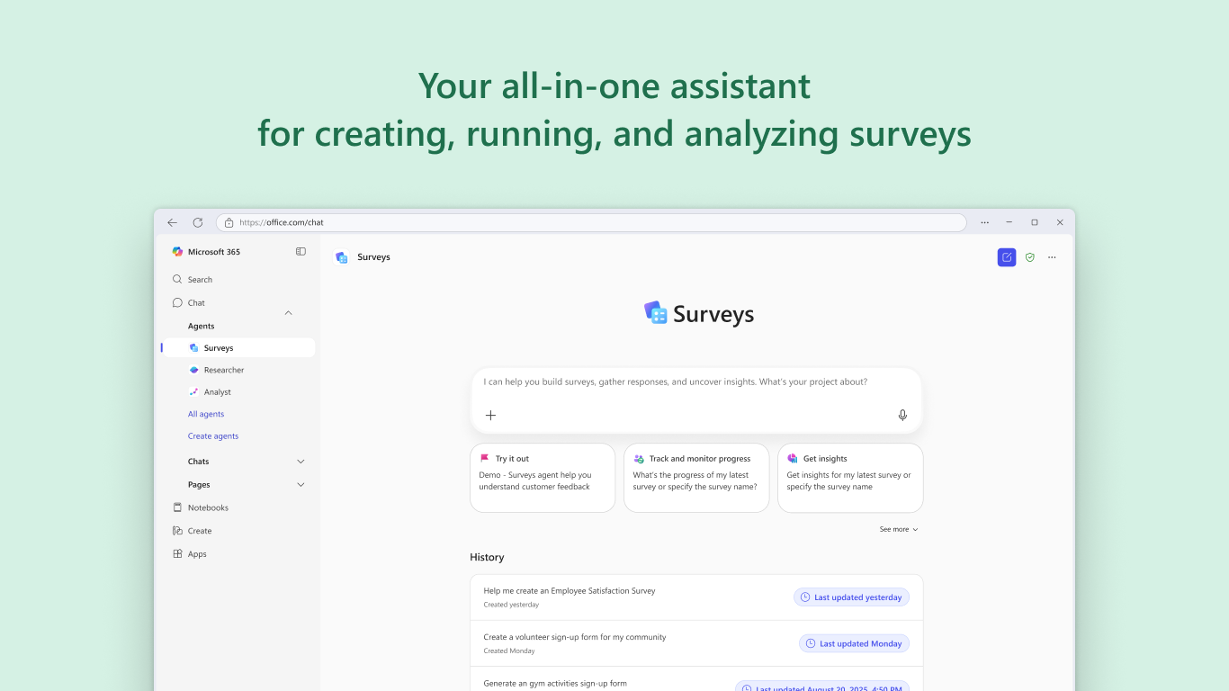 Surveys Agent Homepage