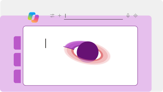 Abstract illustration featuring the icons for Microsoft Copilot, Excel, PowerPoint, and Word
