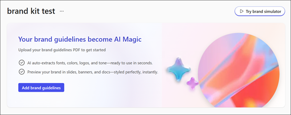 Screenshot of the Add brand guidelines button.
