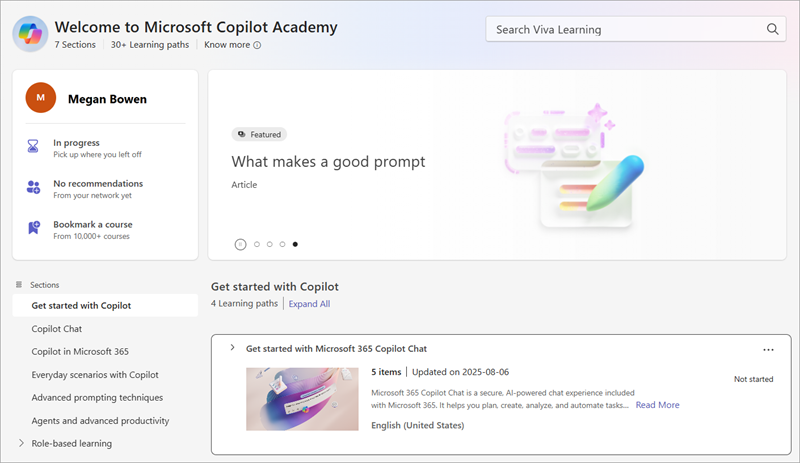Image showing the Copilot Academy welcome page