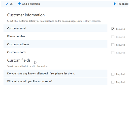 Screen capture: showing the admin creating custom questions.