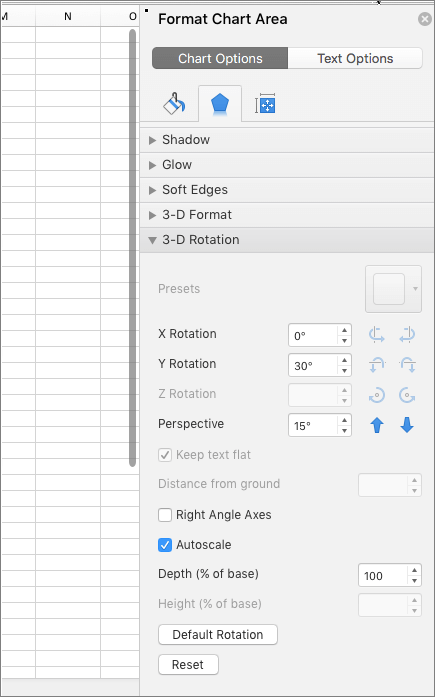 Format Chart Area pane