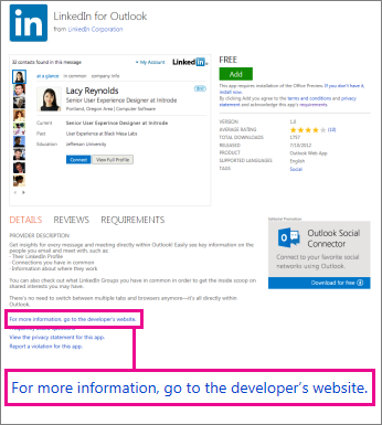 Link to an app providers site