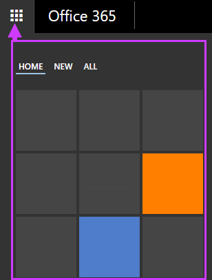 Office 365 navigation options