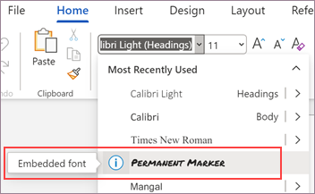 Embedded font