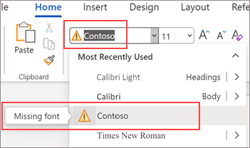 Missing font