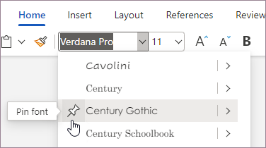 Pin a font