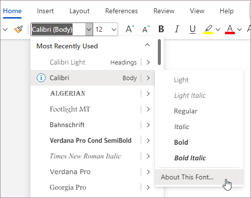 Select About this font