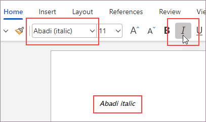 Synthetic style applied to a font