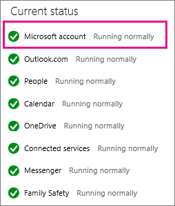 Status of the Microsoft Account service