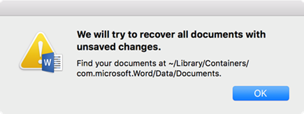 We will try to recover all documents with unsaved changes